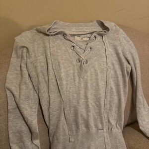 Abercrombie and finch Gray Lace-Up Sweater